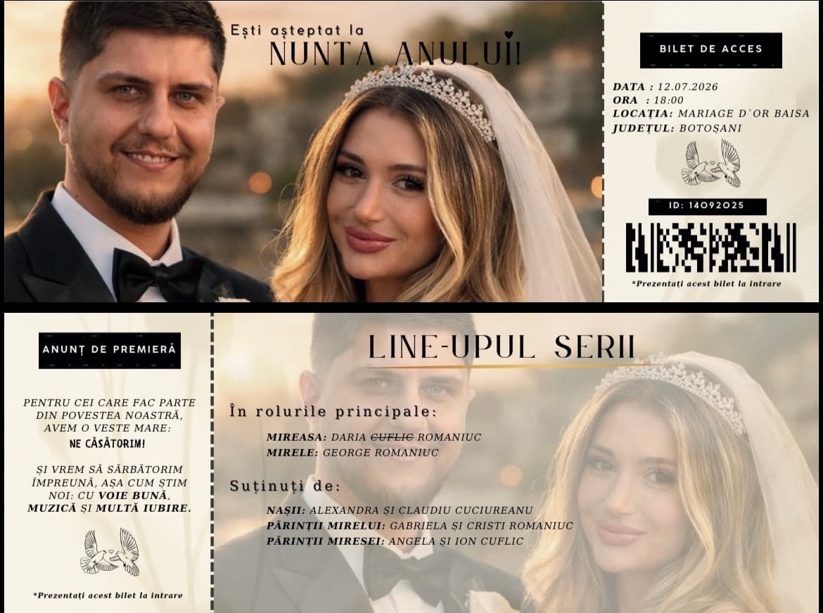 Design Invitație de Nuntă „Ready to Print” (Format Gata de Tipar)